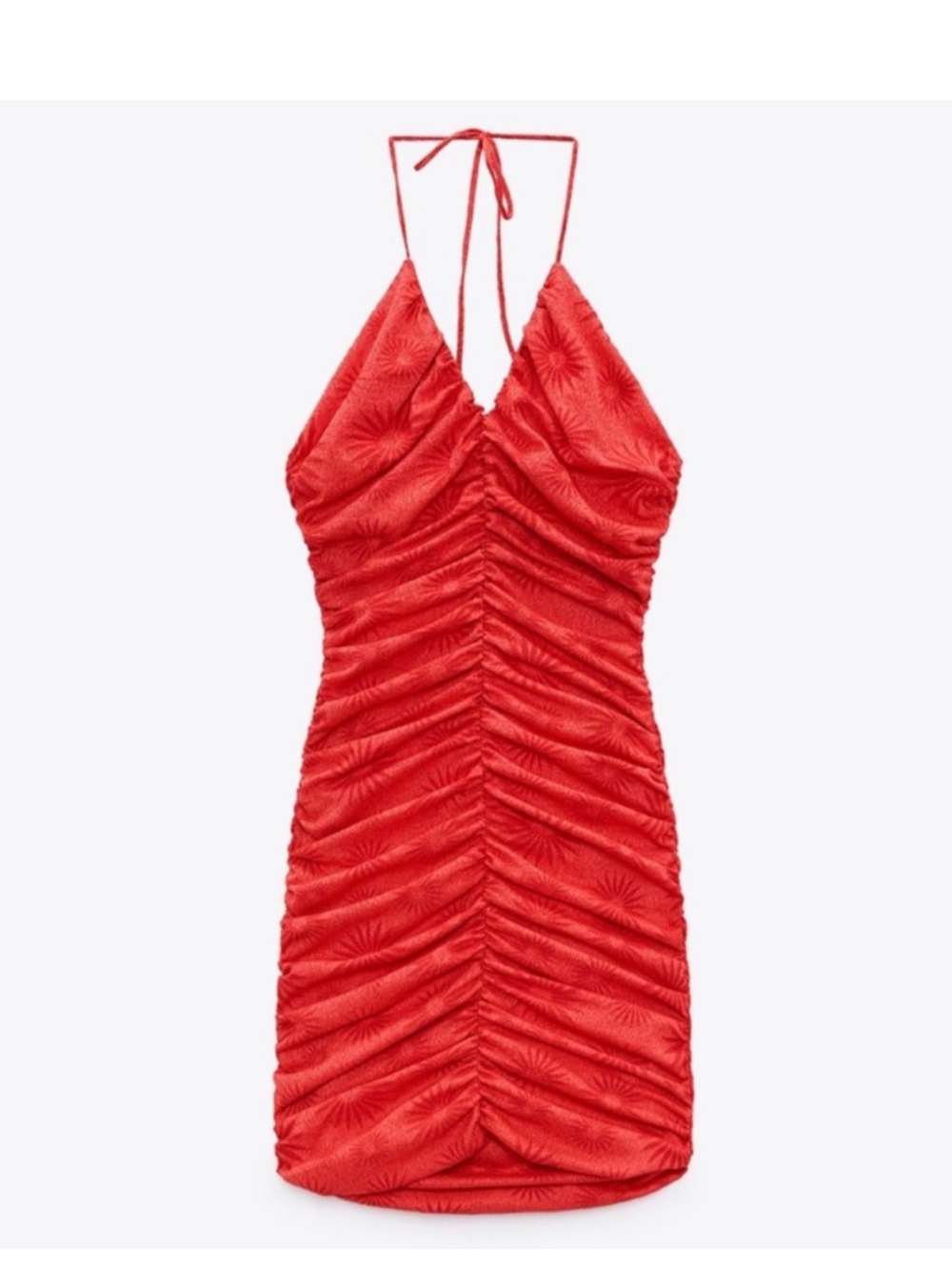 Zara Halter Ruched Flower Dress